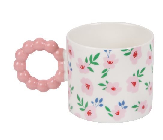 Boncuk Kulplu Desenli Porselen Kupa ~ 350 ml