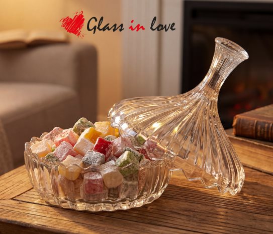 CAM GRAVÜRLÜ ŞEKERLİK/LOKUMLUK ~ 330 cc