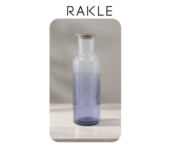 Renkli Gravürlü Bambu Kapaklı Sürahi ~1070 cc