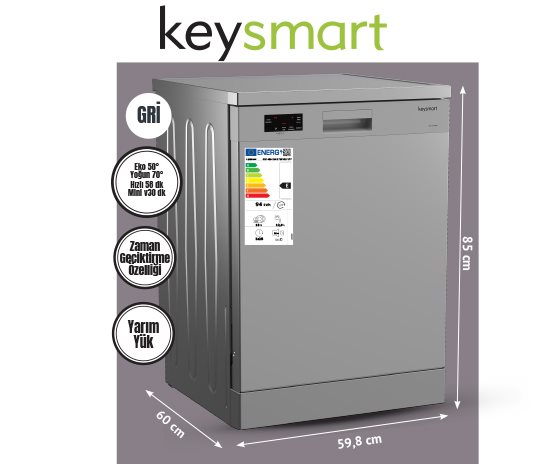 4 PROGRAMLI BULAŞIK MAKİNESİ KEY 4014 BMS
