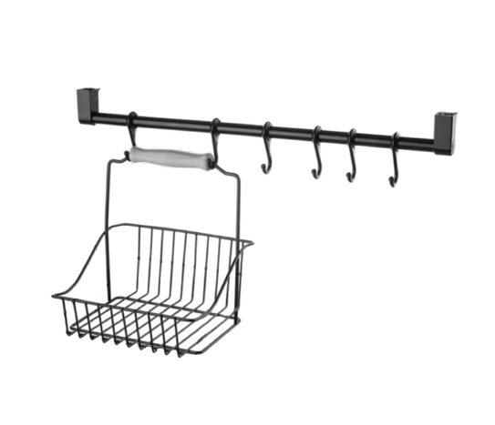 Siyah Kancalı Askı Raylı Sepet