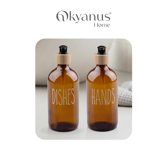 Bambu Kapaklı Cam Sıvı Sabunluk ~500 ml