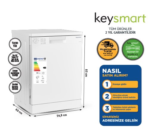 4 PROGRAMLI BULAŞIK MAKİNESİ KEY 4014 BM