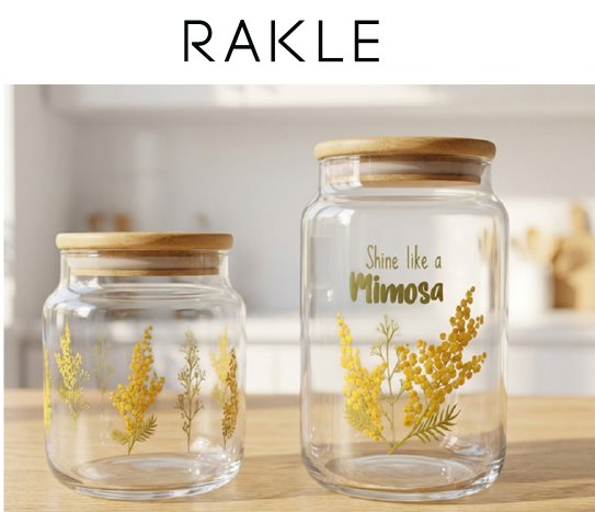 Bambu Kapaklı Desenli Kavanoz ~ 500 cc