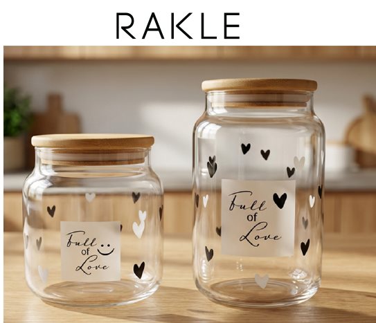 Bambu Kapaklı Desenli Kavanoz ~ 880 cc