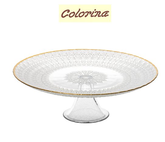 Altın Rimli Ayaklı Kek Tabağı ~32 cm