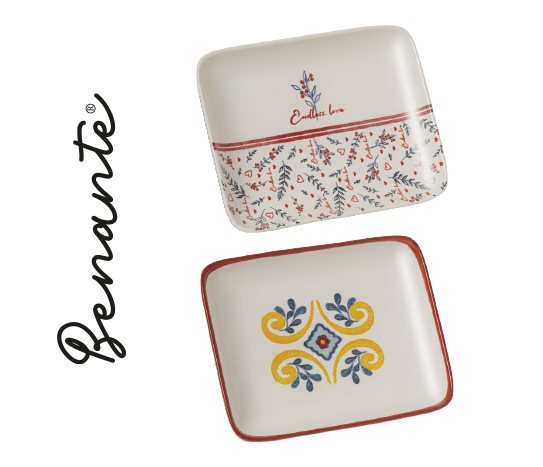 Desenli Dikdörgen Servis Tabağı ~20x16 cm