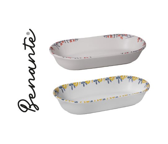 Desenli Kayık Servis Tabağı ~25x 12,5 cm