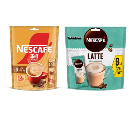 Nescafe Hazır Kahve Sütlü Köpüklü 3ü1 Arada 10’lu &amp; Latte 9’lu