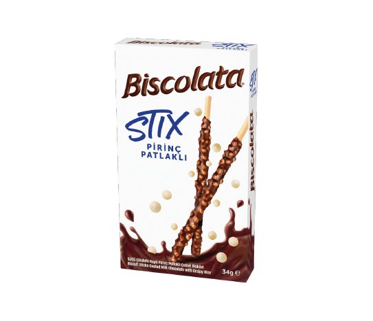 Biscolata Stix Sütlü Çikolata Kaplı Pirinç Patlaklı Çubuk Bisküvi