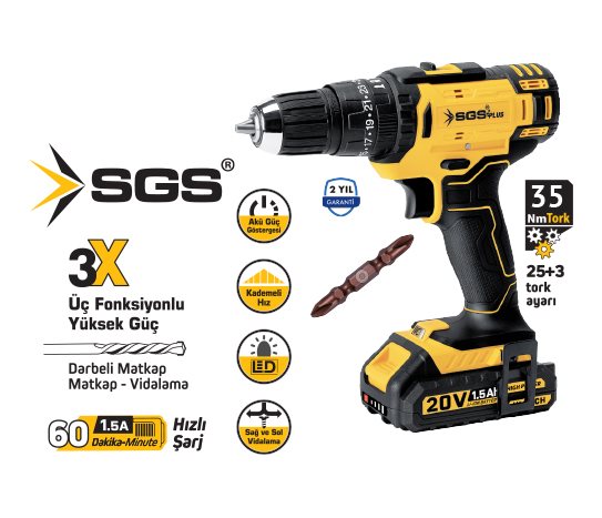 20V 1.5 AH TEK AKÜLÜ VİDALAMA SETİ