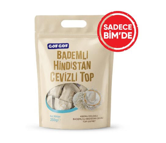 Gof Gof Hindistan Cevizi Kaplamalı Bademli Top Gofret