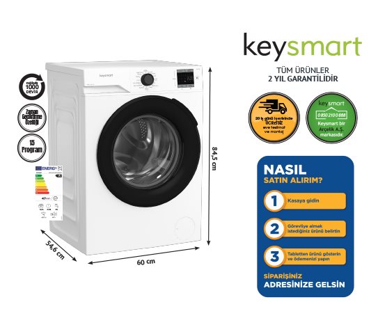8 KG ÇAMAŞIR MAKİNESİ KEY 810 CM