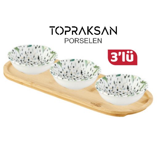 Bambu Tablalı Porselen Çerezlik