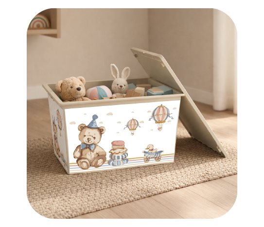 Kapaklı Desenli Oyuncak / Saklama Kutusu ~50 L