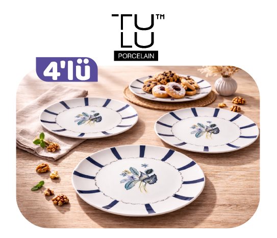 Desenli Porselen Pasta Tabağı ~19 cm