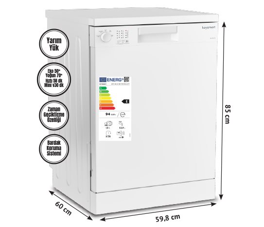 4 PROGRAMLI BULAŞIK MAKİNESİ KEY 4014 BM