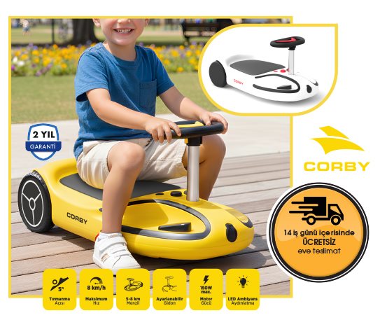 ELEKTRİKLİ ÇOCUK SCOOTER CS30 SARI / BEYAZ