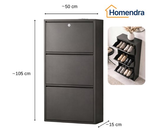 Kilitli 3 Kapaklı Metal Ayakkabılık