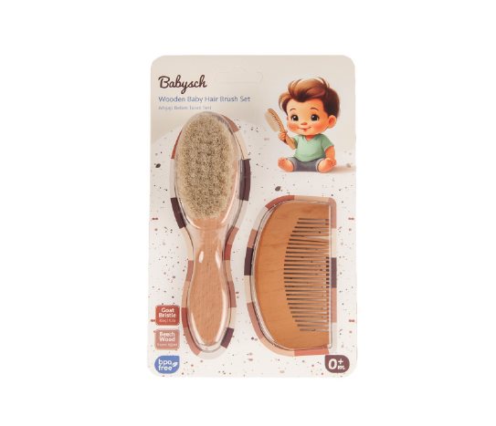 Babysch Doğal Ahşap Bebek Tarak Seti