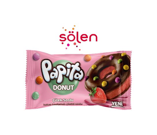 Papita Çilek Soslu Kakao Kaplamalı Çilekli Soslu Donut