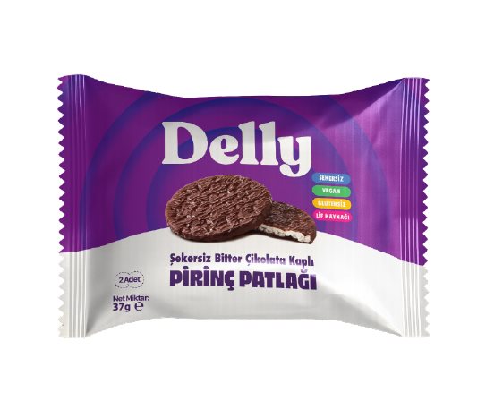 Delly Şekersiz Bitter Çikolata Kaplı Pirinç Patlağı
