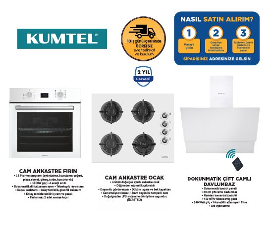 15 PROGRAM BEYAZ CAM ANKASTRE SET