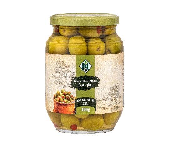 İnci Kırmızı Biber Dolgulu Yeşil Zeytin