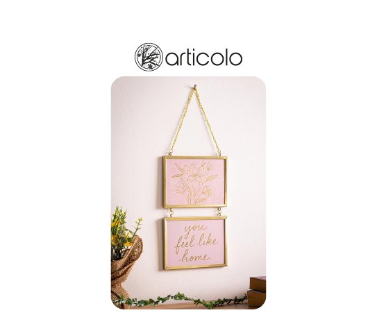 2’li Gold Fotoğraf Çerçevesi Duvar Süsü