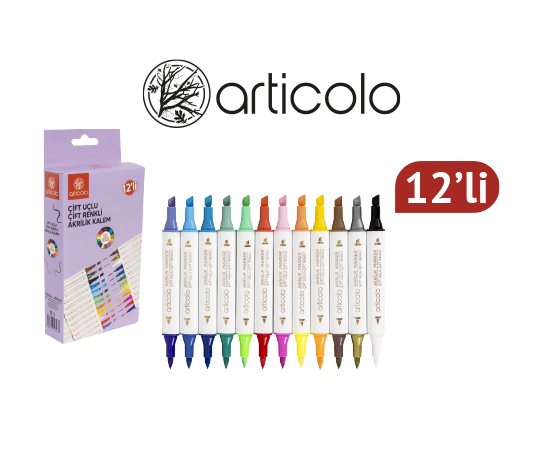 Çift Uçlu Çift Renkli Akrilik Kalem