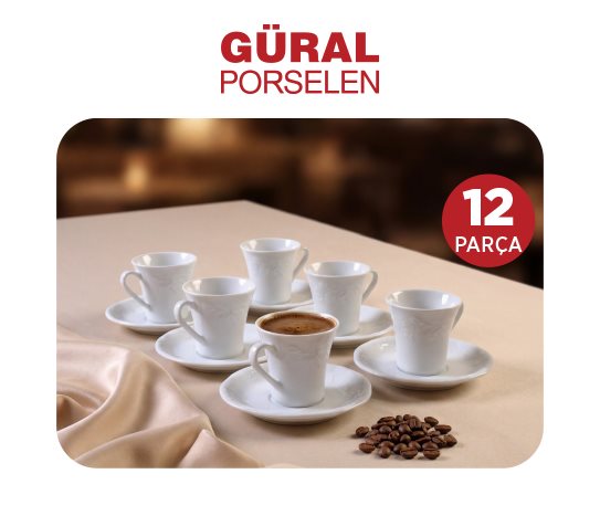 Rölyefli Porselen Fincan Takımı