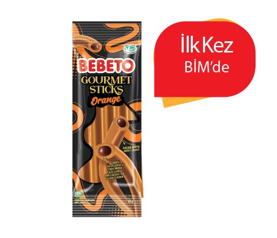 Bebeto Gourmet Sticks Portakal, Bitter Çikolata &amp; Fındık Aromalı Yumuşak Şekerleme
