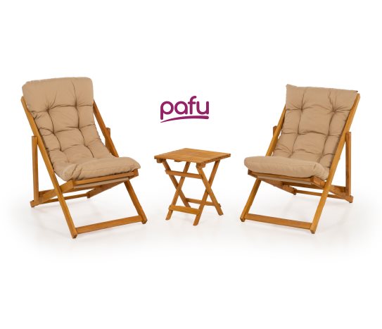 Pafu AHŞAP KATLANABİLİR ŞEZLONG SETİ
