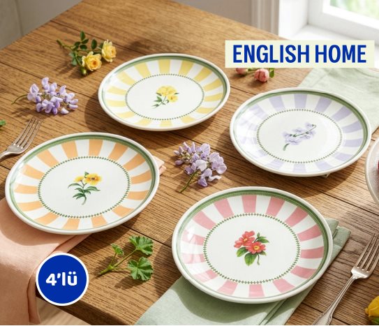 English Home DESENLİ PORSELEN PASTA TABAĞI ~19 cm