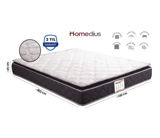 Homedius ROYALTY PEDLİ BONEL YAYLI ÇİFT KİŞİLİK YATAK