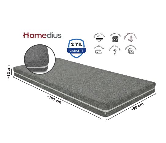 Homedius ECOSLEEP TEK KİŞİLİK KILIFLI SÜNGER YATAK