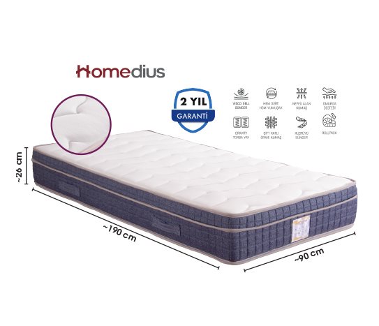 Homedius MULTİCOMFORT VİSCO TORBA YAYLI TEK KİŞİLİK YATAK