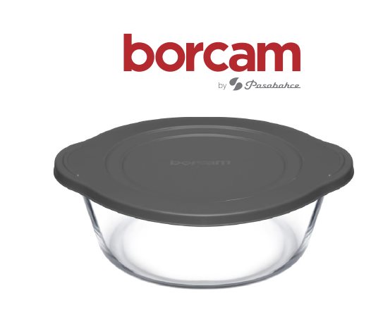 borcam Yuvarlak Kapaklı Borcam Tencere ~2200 cc ~25 cm