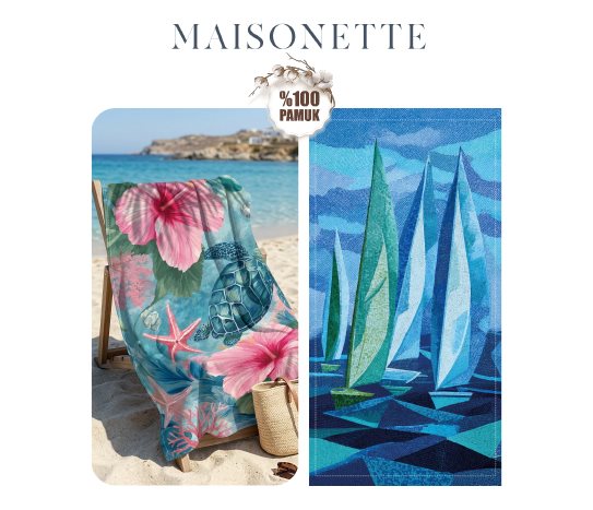 MAISONETTE Dijital Baskılı Plaj Havlusu ~70x140 cm