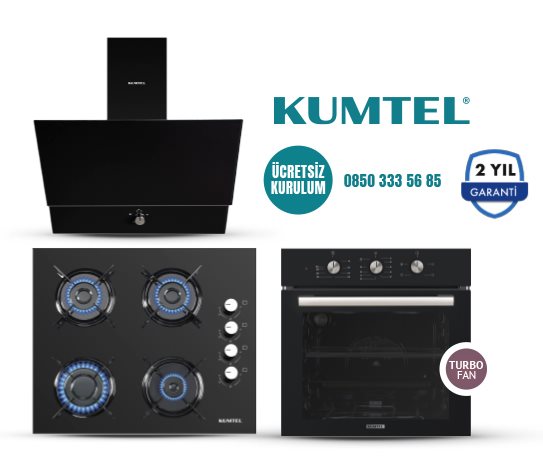 KUMTEL Siyah Turbo Cam Ankastre Set