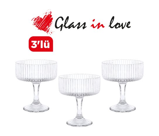 Glass in Love Gravürlü Cam Ayaklı Dondurma/Tatlı Kasesi