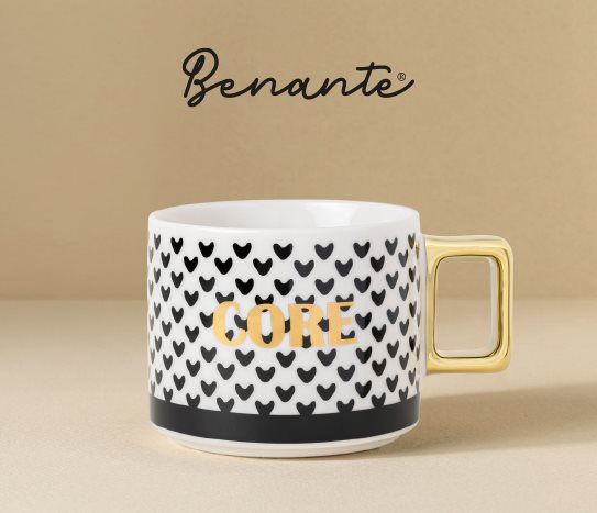 Benante Gold Kulplu Desenli Kupa