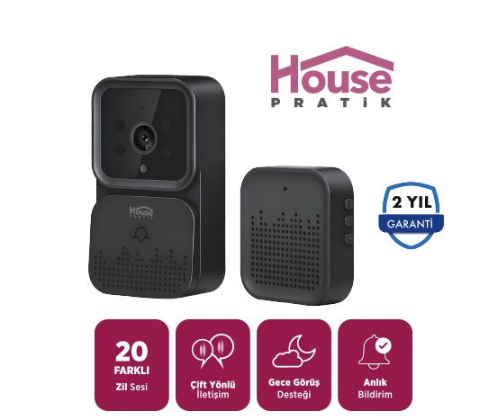 House Pratik Kablosuz Görüntülü Kapı Zili