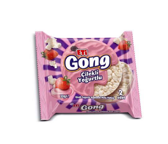 Eti Gong Çilekli Yoğurtlu Kaplamalı Prinç Patlağı