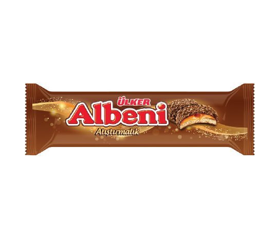 Ülker Albeni Atıştırmalık Bisküvi Parçacıklı Sütlü Çikolata Kaplamalı Karamel ve Bisküvi