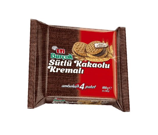 Eti Burçak Sütlü Kakaolu Kremalı Bisküvi