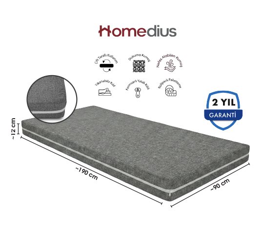Homedius ECOSLEEP TEK KİŞİLİK KILIFLI SÜNGER YATAK