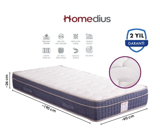 Homedius MULTİCOMFORT VİSCO TORBA YAYLI TEK KİŞİLİK YATAK