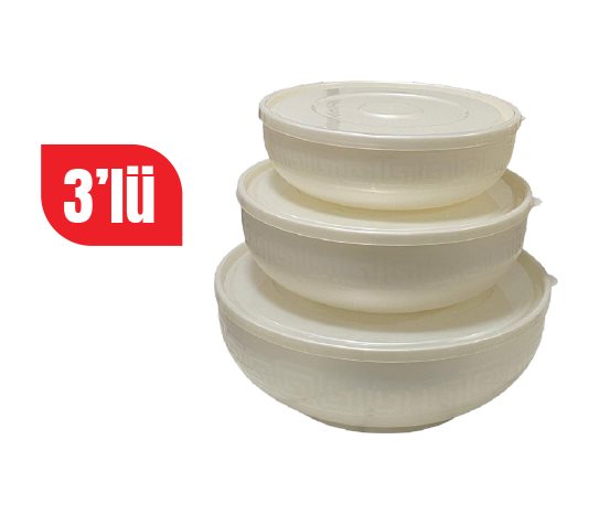Yuvarlak Kapaklı Kase Seti ~1,5 L+2,7 L+5 L