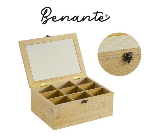 Benante Bambu Bölmeli Organizer Kutu ~22x16x9 cm